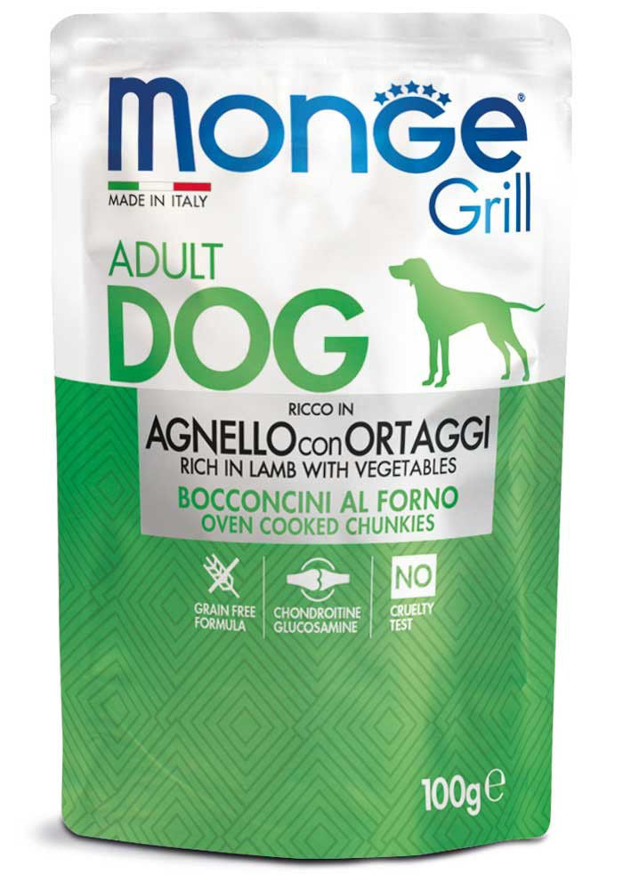Monge Grill konservuotas pašaras šunims su ėriena ir daržovėmis 100g
