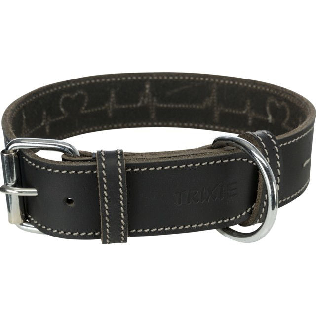 Trixie Rustic rieb. odos antkaklis Heartbeat, M 38-47cm/40mm, juodas