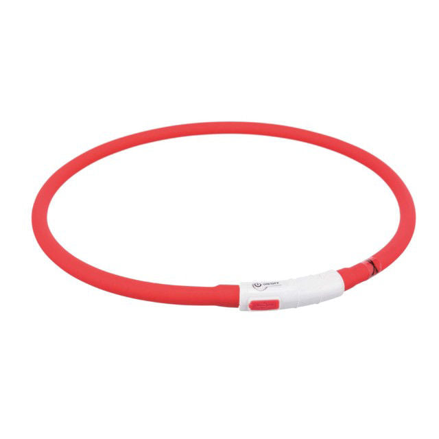 Trixie LED antkaklis USB, silikonas, XS-XL 70cm/10mm, raudonas