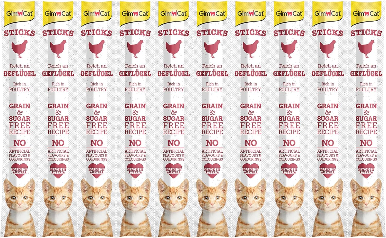 GimCat Sticks begrūdės lazdelės, su paukštiena (10 vnt)
