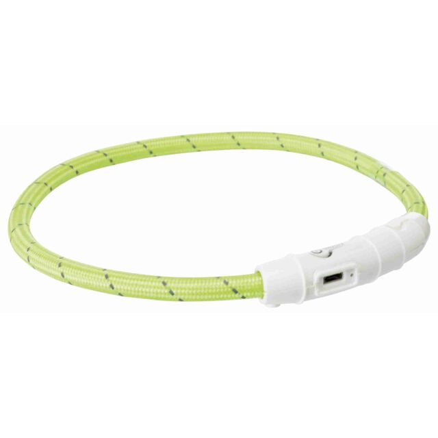 Trixie LED antkaklis USB, TPU/nailonas, M-L 45cm/7 mm, žalias