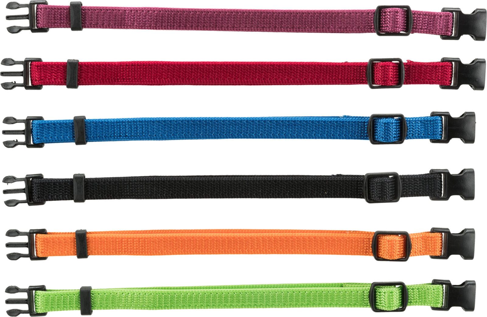 Trixie Junior Antkaklių kompl., S–M 17–25 cm/10 mm, 6 vnt. juodas, raudonas, mėlynas (pak. 6 vnt.)