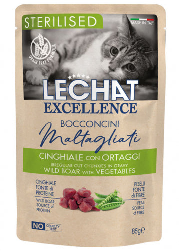 Lechat Exc. konservai sterilizuotoms katėms su šerniena ir daržovėmis 85g