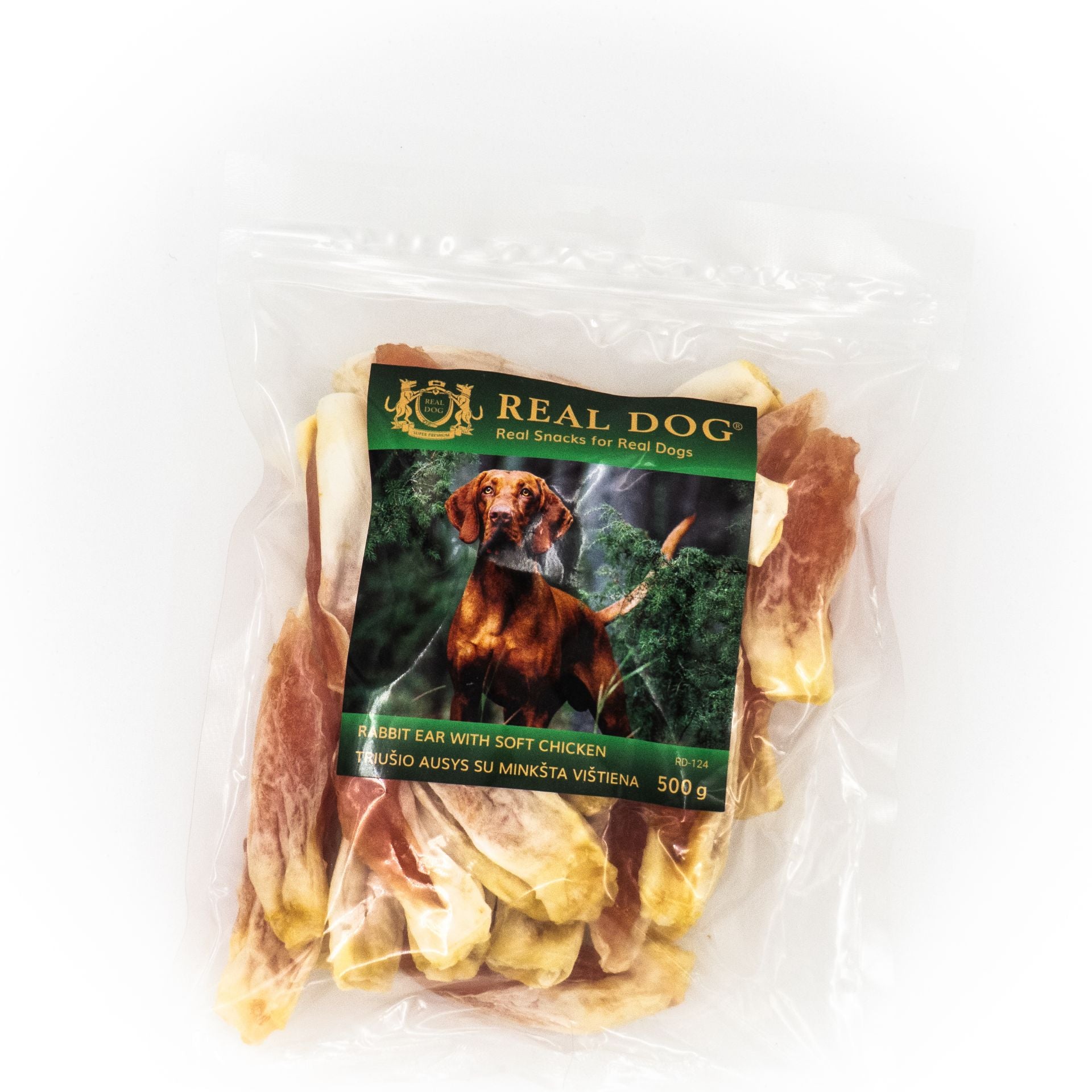Real Dog SNACKS Triušio ausys su minkšta vištiena 500g