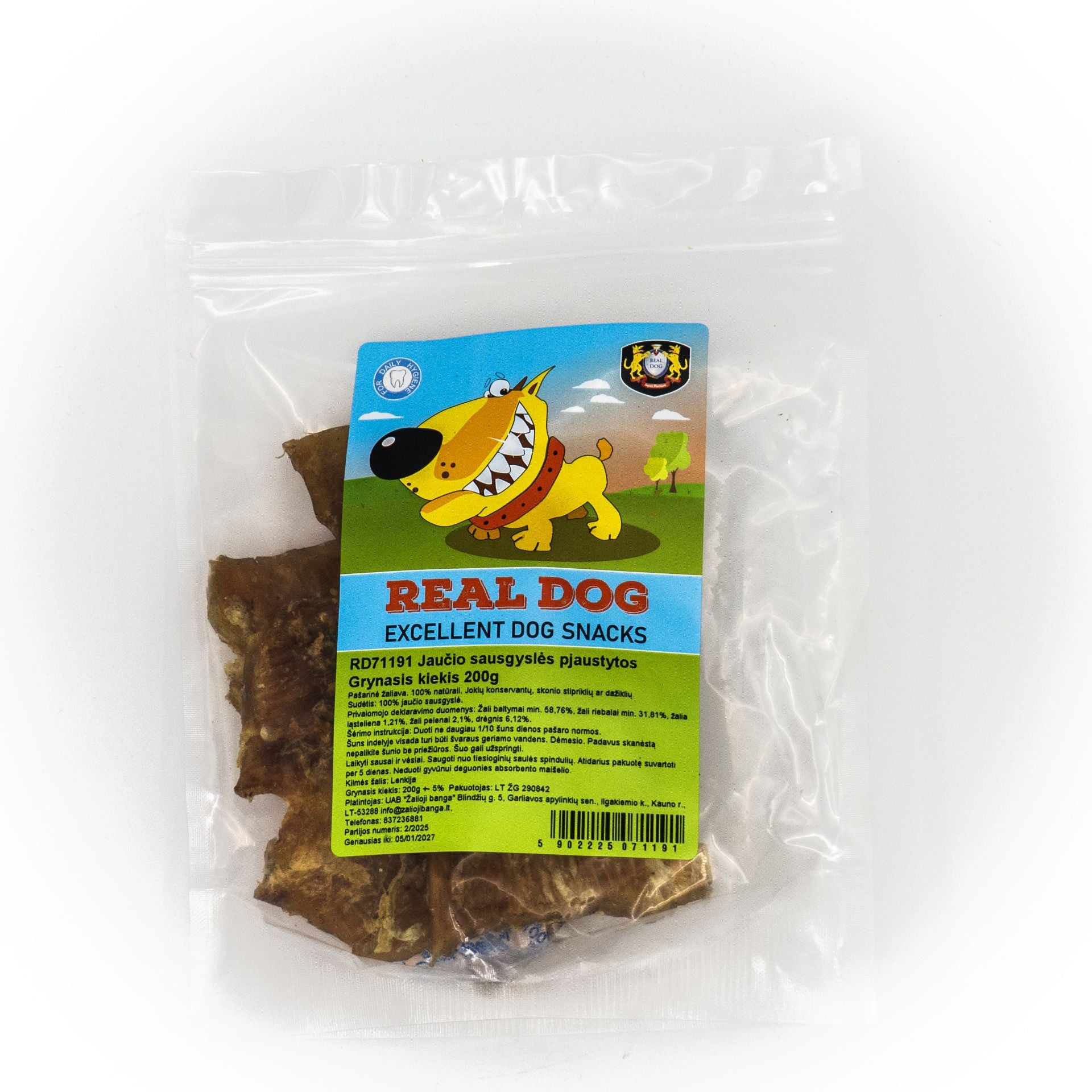 Real Dog jaučio sausgyslės pjaustytos 200g