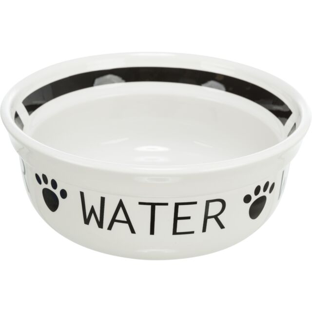 TRIXIE „Water"dubenėlis, keramika, 0.6 l/15 cm, baltas/juodas