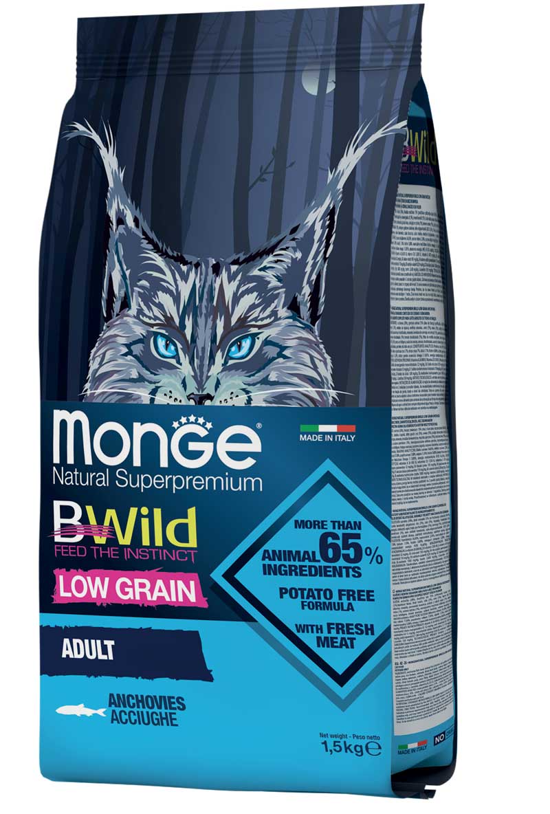Monge Dry Cat BWILD - Adult Anchovies (ančiuviai) 1,5 kg