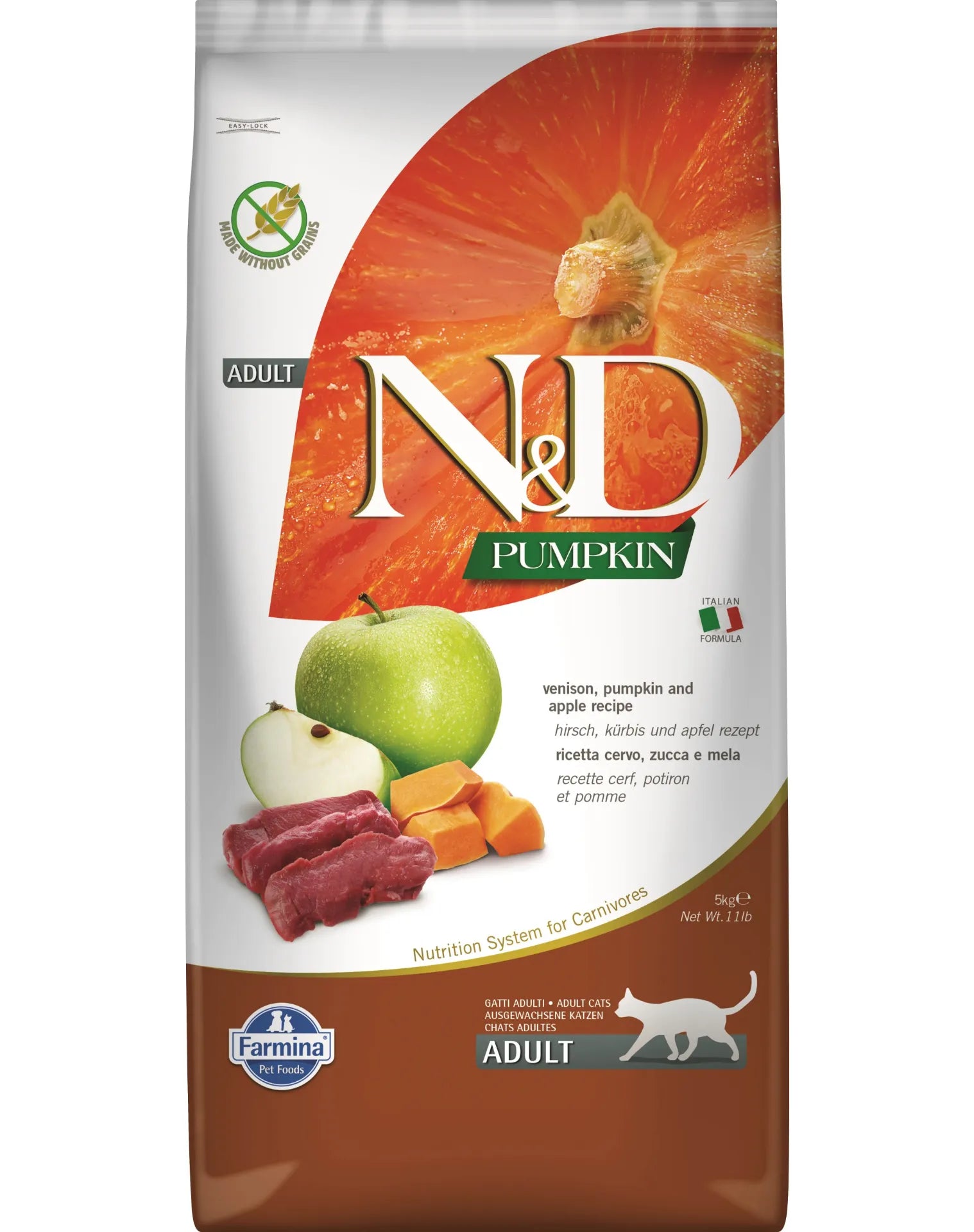 FARMINA N&D PUMPKIN - CAT Dry Venison&Apple ADULT 5 kg