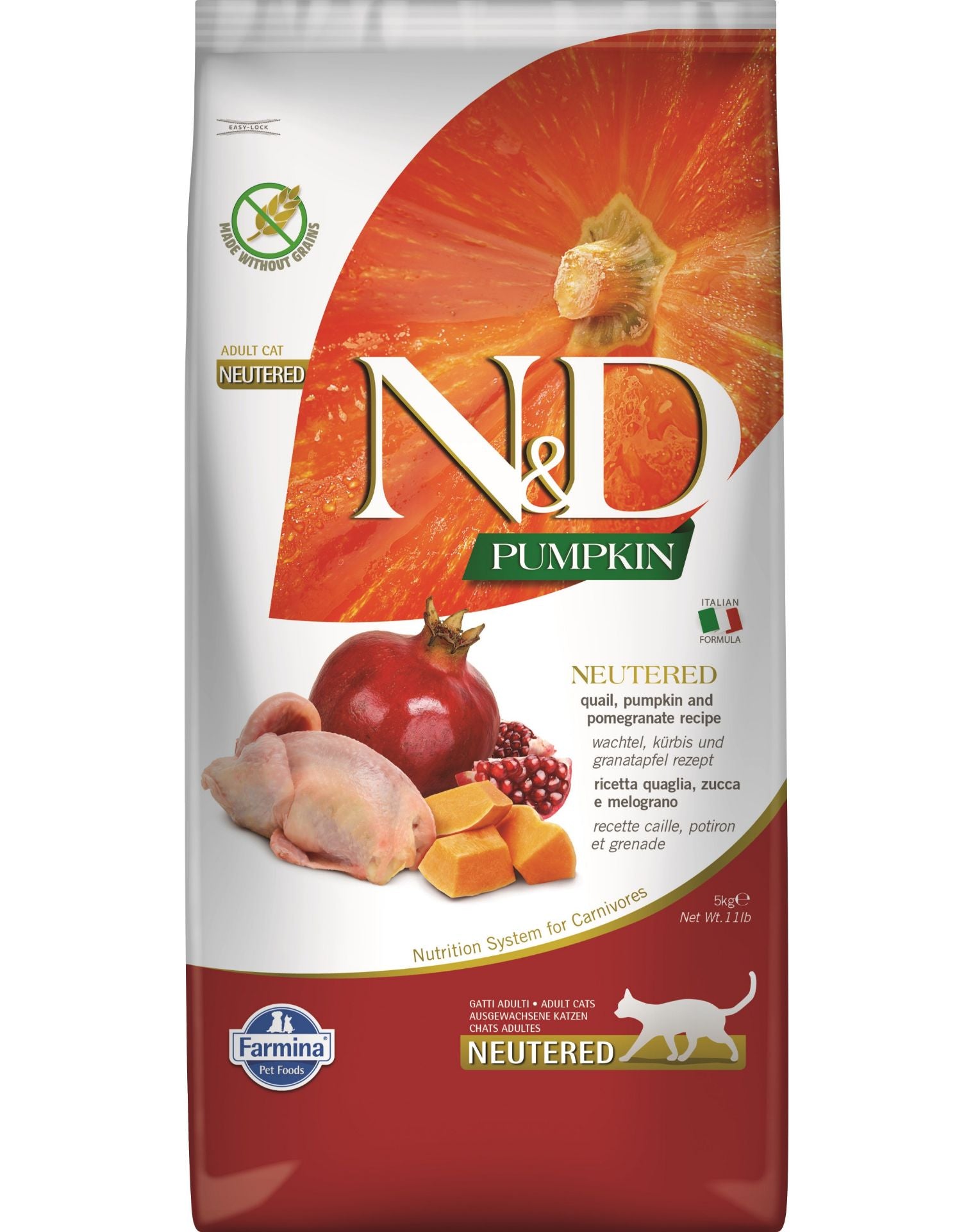 FARMINA N&D PUMPKIN - CAT Dry Quail&Pomegr NEUTERED ADULT 5 kg