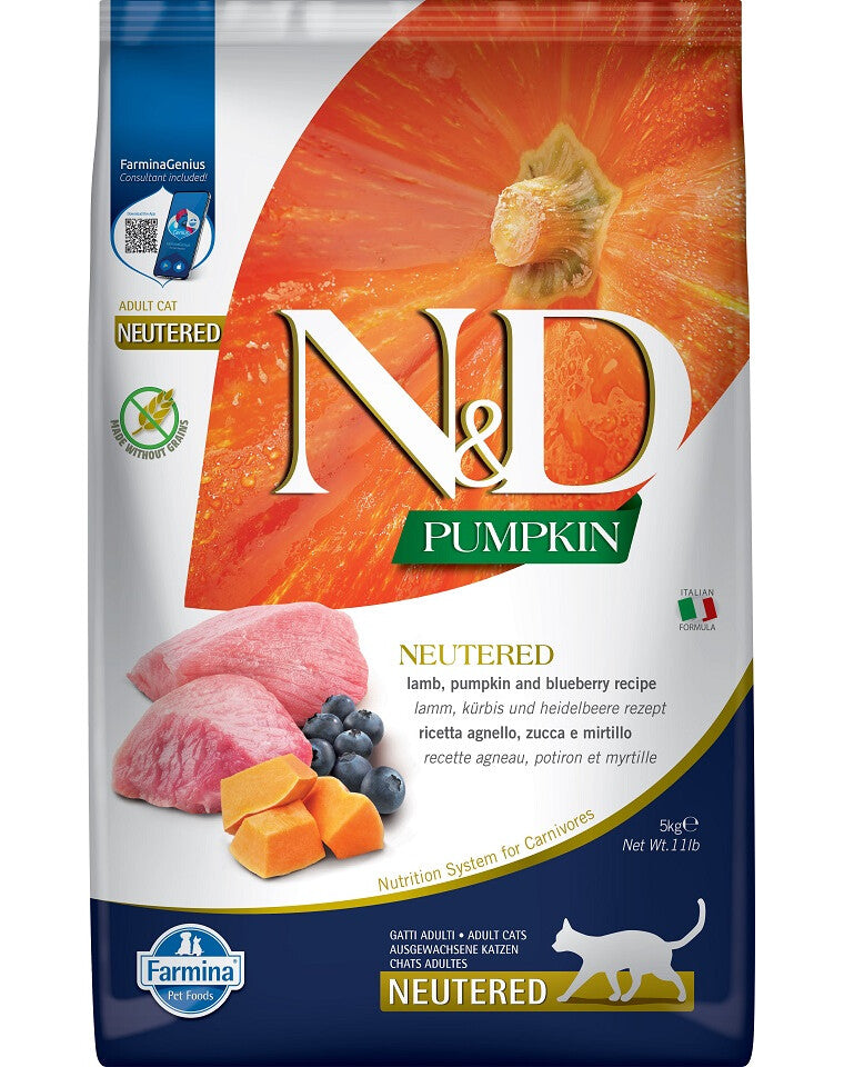 FARMINA N&D PUMPKIN - CAT Dry Lamb&Blueberry NEUTERED ADULT