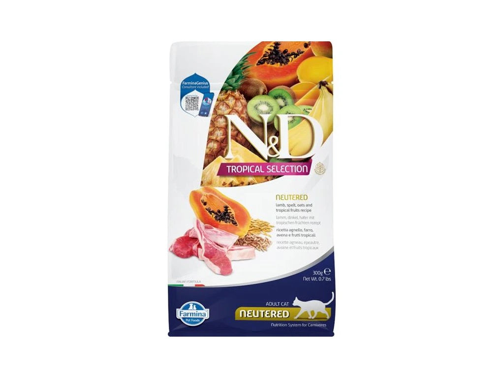 FARMINA N&D TROPICAL SELECTION - CAT Dry Lamb, Spelt, Oats NEUTERED 300 gr