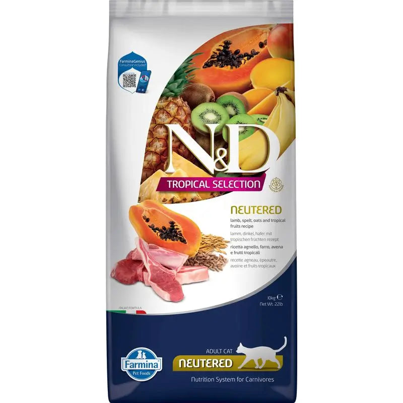 FARMINA N&D TROPICAL SELECTION - CAT Dry Lamb, Spelt, Oats NEUTERED 10 kg