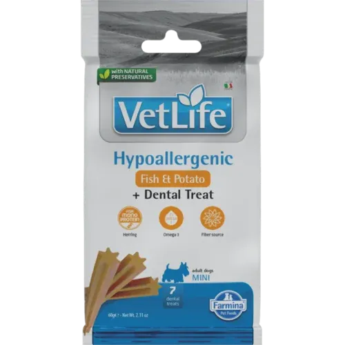 FARMINA VET LIFE - DOG TREAT - HYPOALLERGENIC Fish&Potato ADULT MINI 60 g