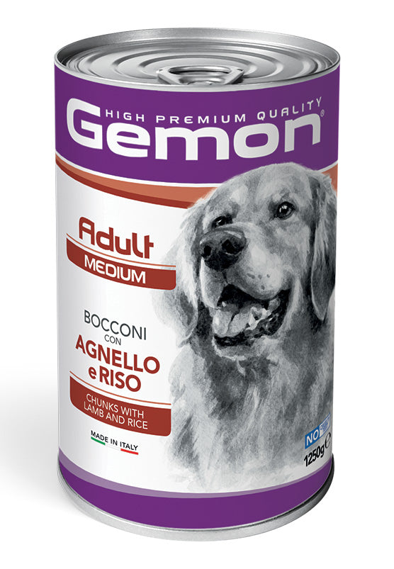 Gemon medium adult konservuotas pašaras su ėriena ir ryžiais 1250g