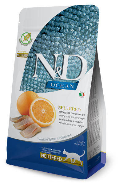 FARMINA N&D OCEAN - CAT Dry Herring&Orange NEUTERED ADULT 1,5 kg