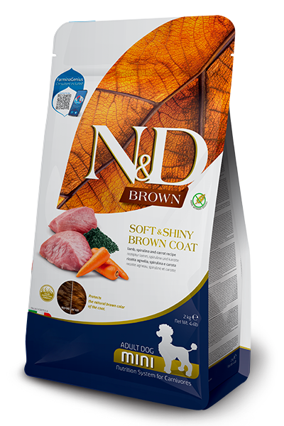 FARMINA N&D BROWN - DOG Dry Lamb Spirulina&Carrot ADULT MINI