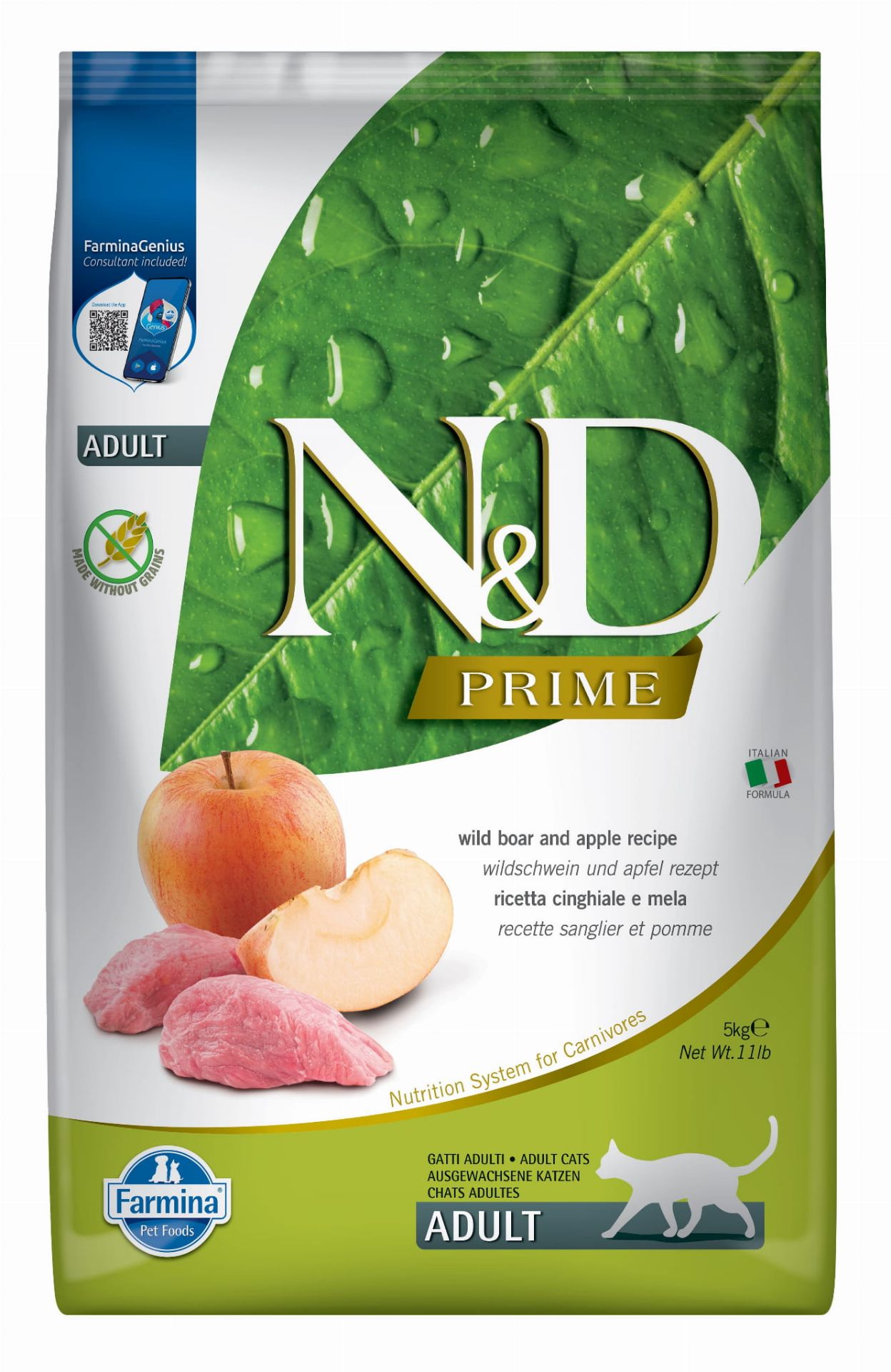 FARMINA N&D PRIME - CAT Dry Wild Boar&Apple ADULT