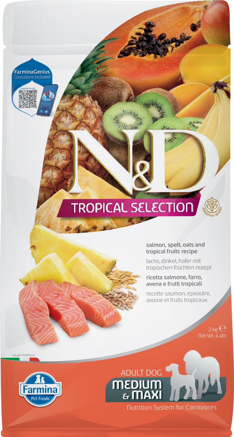 FARMINA N&D TROPICAL SELECTION - DOG Dry Salmon ADULT MED&MAX