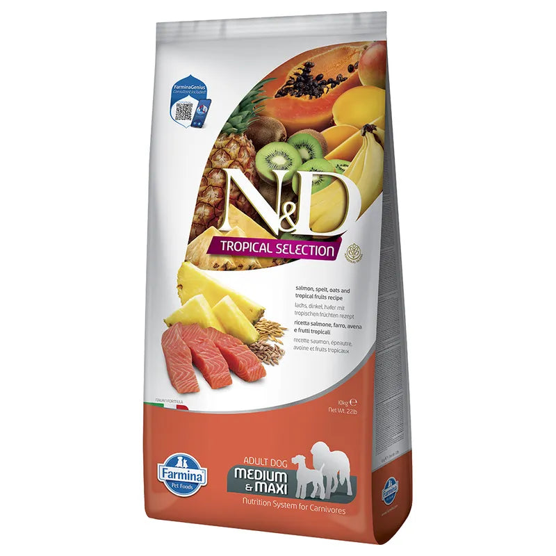 FARMINA N&D TROPICAL SELECTION - DOG Dry Salmon ADULT MED&MAX