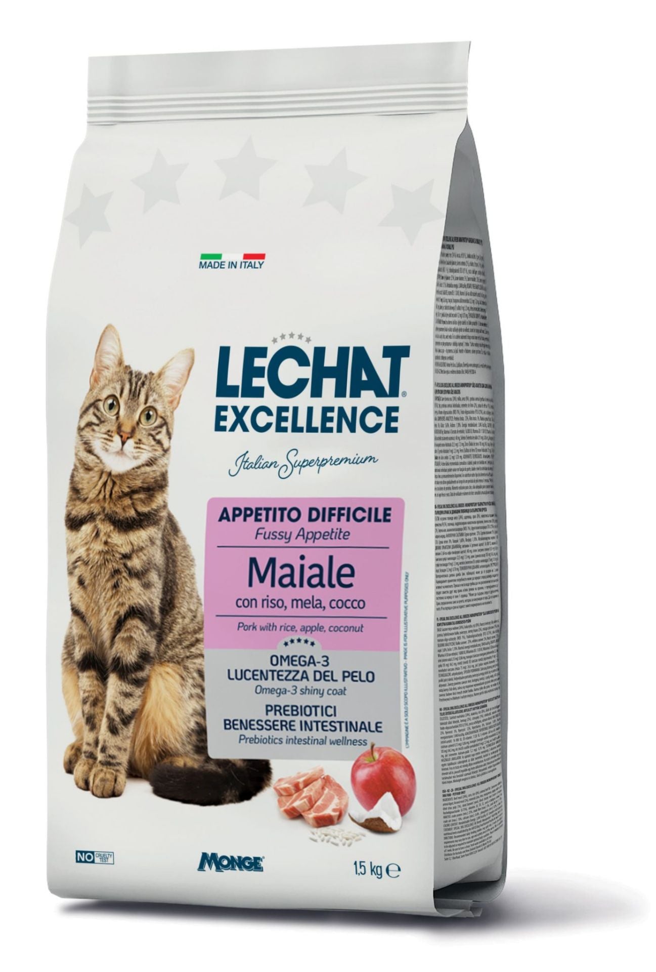 Lechat Exc. Fussy sausas pašaras išrankioms katėms su kiauliena 1.5kg