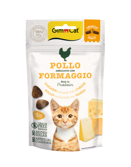 Gimcat Crunchy Snacks Chicken & Cheese traškūs skanėstai višta/sūris 50g