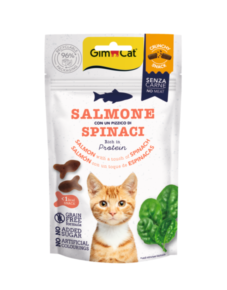 Gimcat Crunchy Snacks Salmon & Spinach traškūs skanėstai lašiša/špinatai 50g
