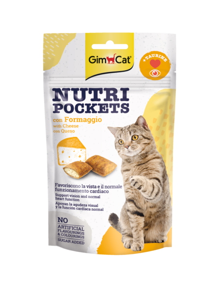 GimCat Nutri Pockets with Cheese & Taurine skanėstai katėms su Sūriu ir Taurinu 60g