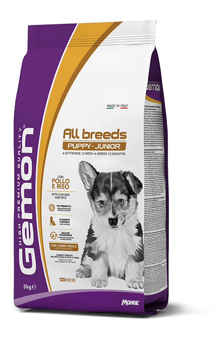 Gemon medium puppy visavertis pašaras jauniems šuniukams su vištiena ir ryžiais 3kg