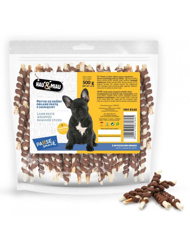 Hau&amp;Miau balti pagaliukai, padengti ėrienos pasta 500g