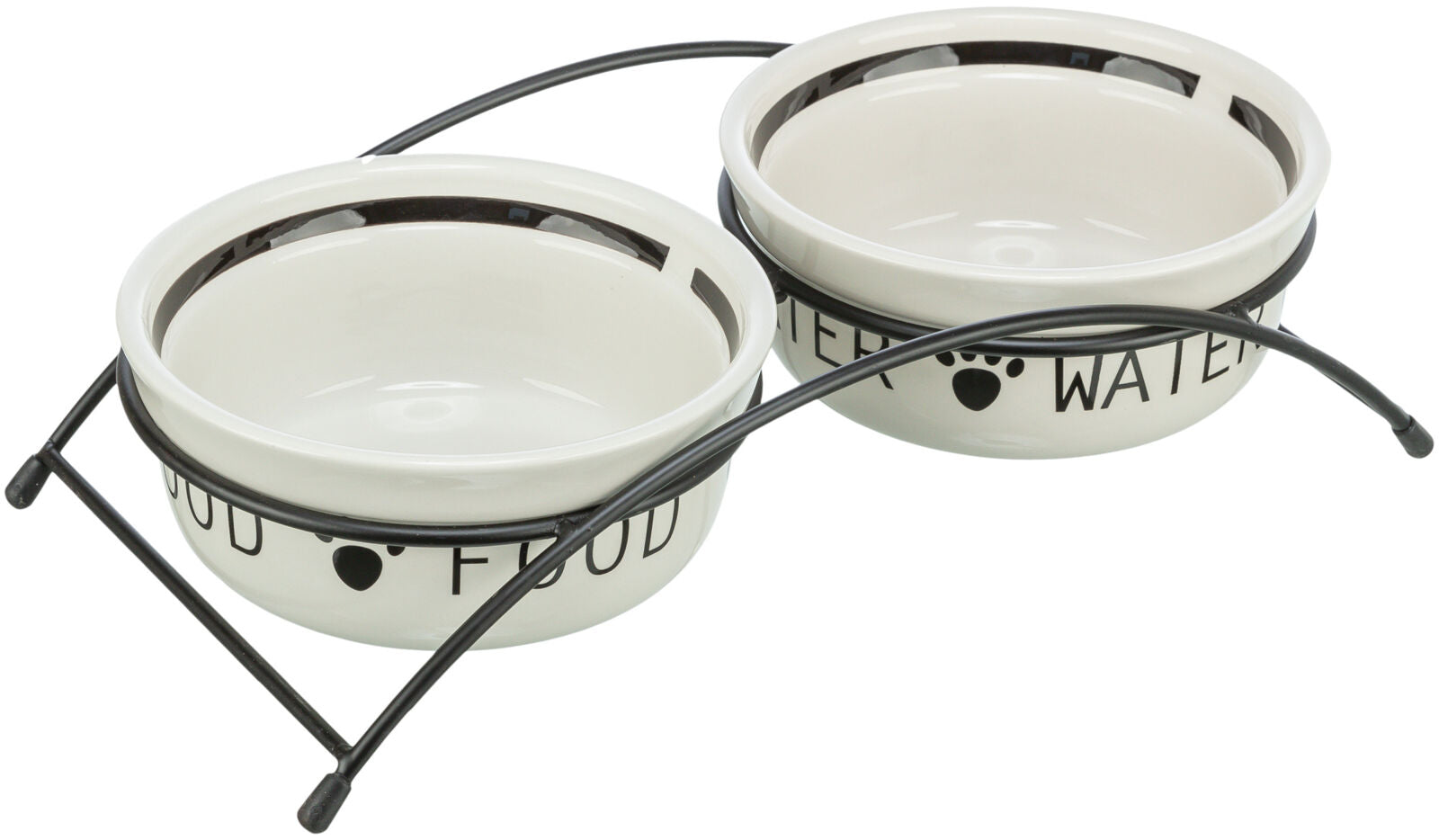 Trixie Dubenėlių kompl., keramika-metal., 2x0.25 l, ø 13 cm-27x7x14 cm, baltas-juodas