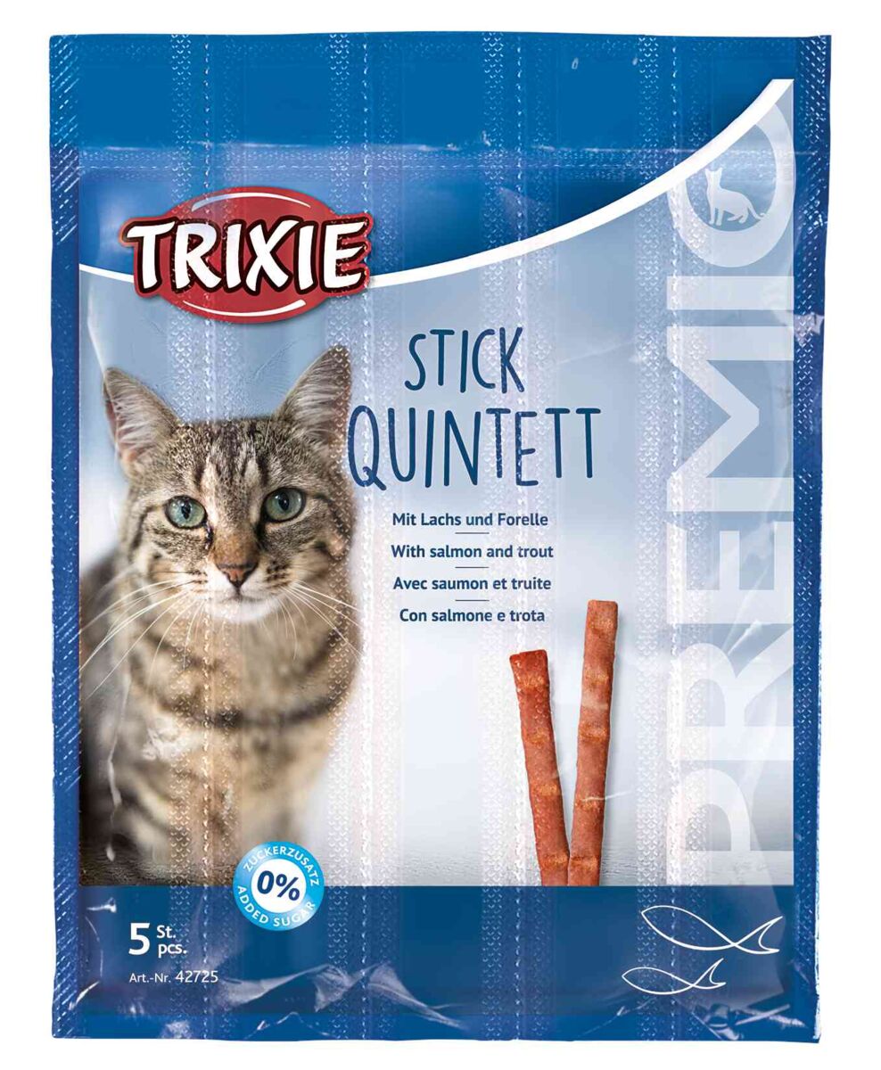 Trixie PREMIO Stick Quintett, salmon-trout, skanėstas katėms 5x5 g