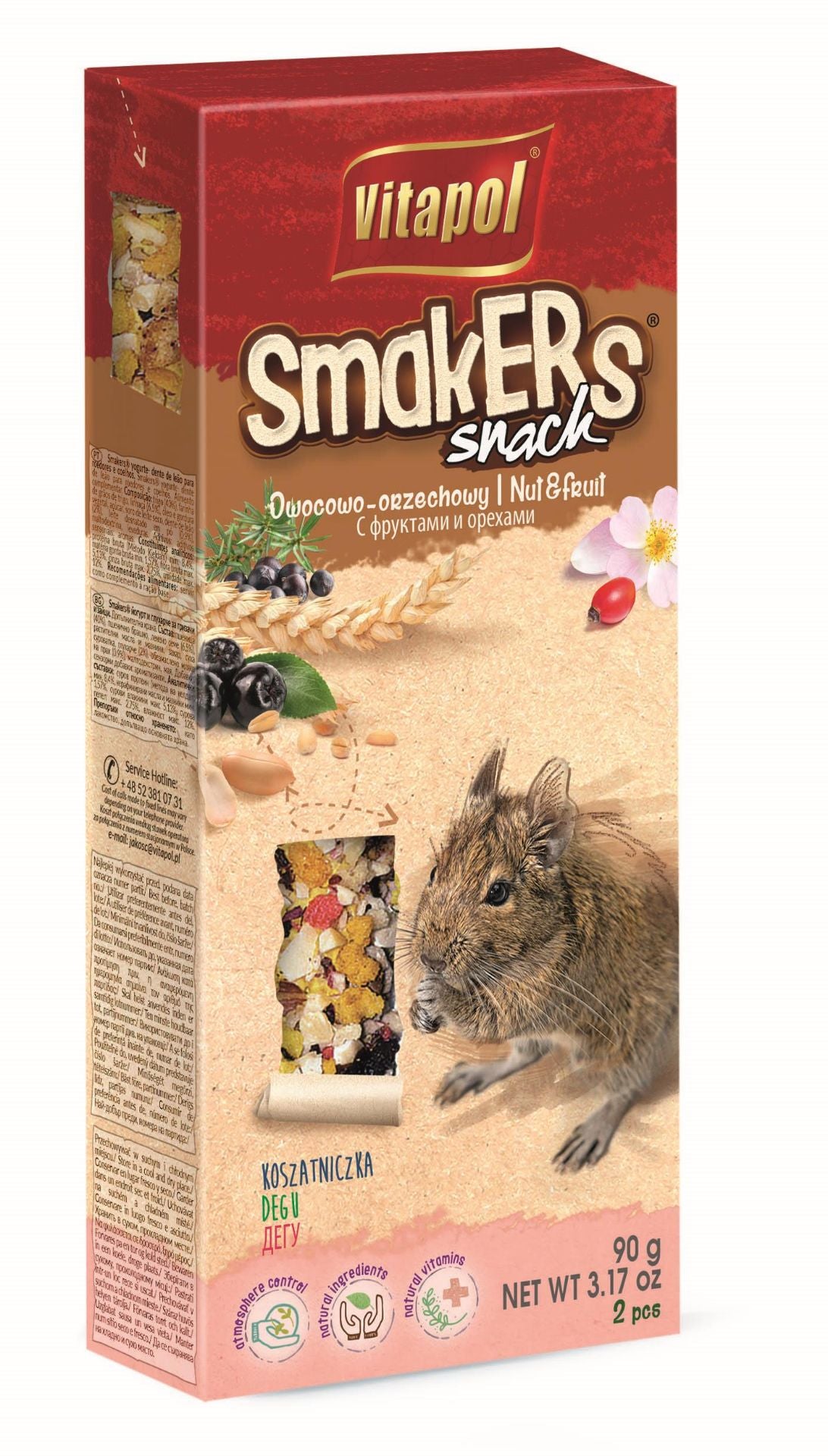 Vitapol Smakers® degu su vaisiais, riešutais ir rožių žiedlapiais