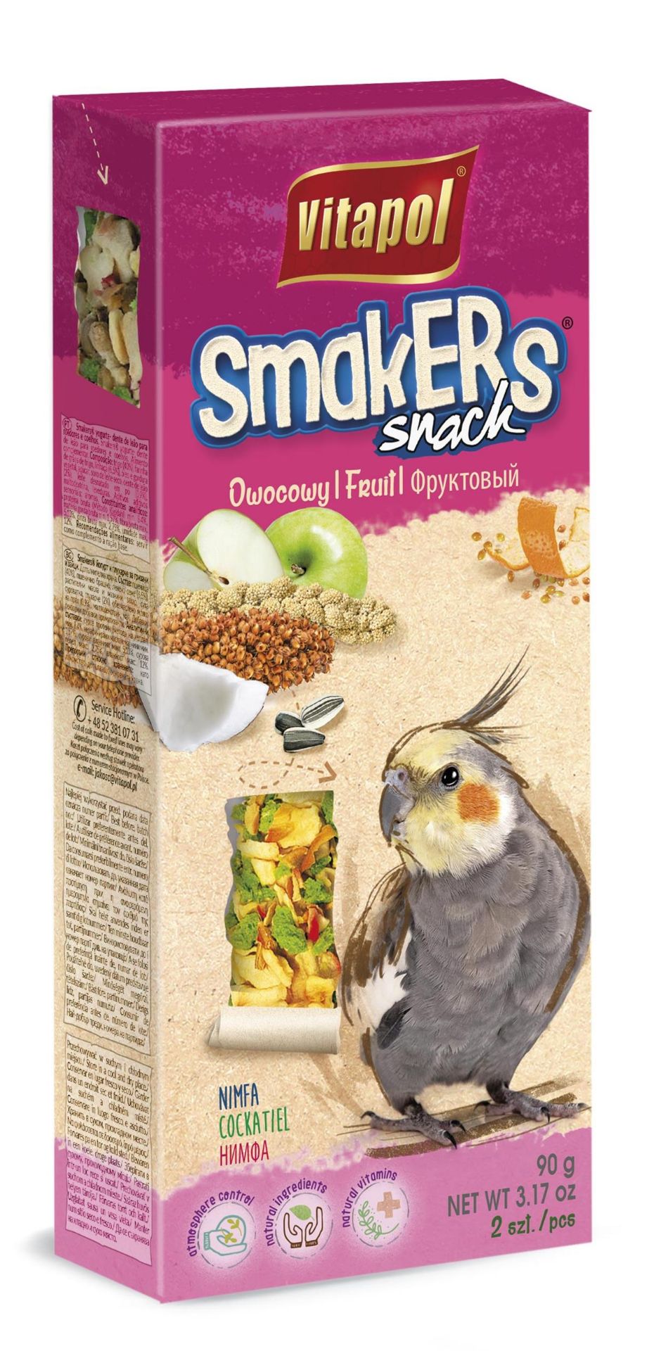 Vitapol Smakers skanėstas papūgoms Nimfoms, su vaisiais 90g