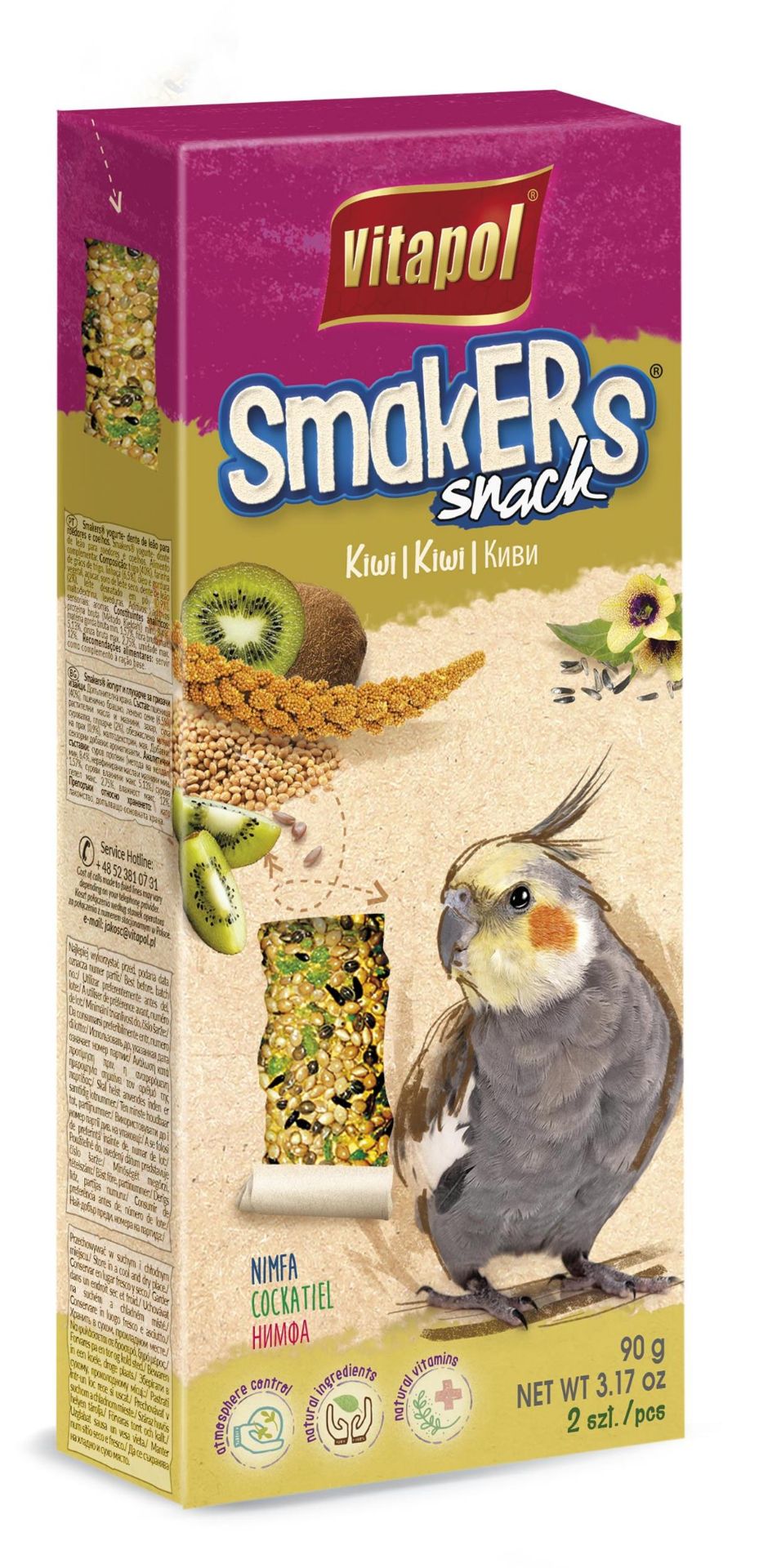 Vitapol Smakers skanėstas papūgoms Nimfoms, su kiviais 90g