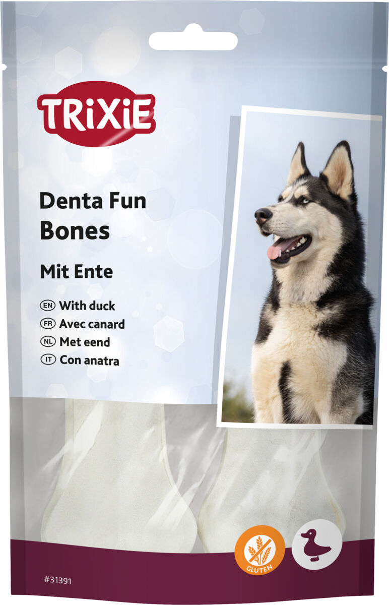 Trixie Denta Fun skanėstai šunims, kramtomi antienos kauliukai 70 g