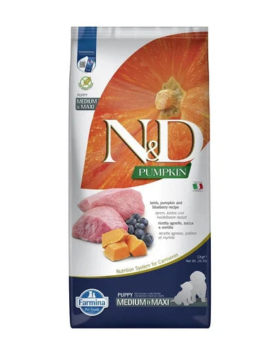 FARMINA N&D PUMPKIN - DOG Dry Lamb&Blueberry PUPPY MED&MAX 12 kg