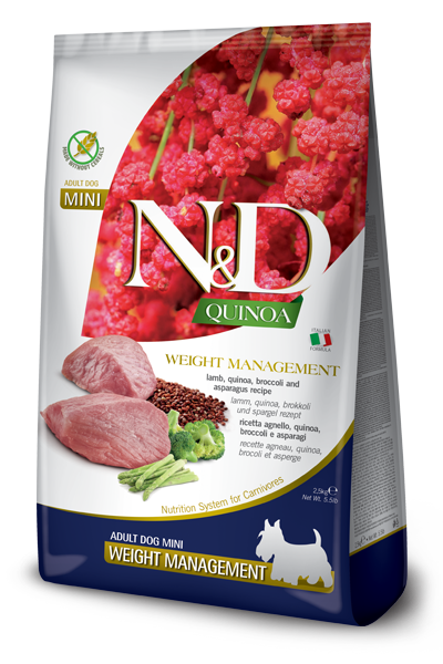 FARMINA N&D QUINOA - DOG Dry WEIGHT MANAGEMENT Lamb&Broccoli ADULT MINI 2,5 kg