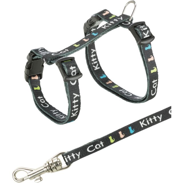 Trixie Junior Kačiukų petnešos su pavadėliu, Kitty Cat motif, 21-33 cm-8 mm, 1.20 m