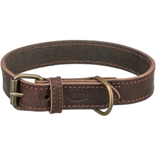 Trixie Rustic rieb. odos antkaklis, S-M 34-40cm/25mm, tams. rudas