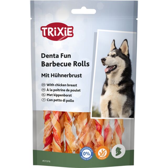Trixie Denta Fun Barbecue Chicken Chewing Rolls, 12 cm, 10 vnt./80 g