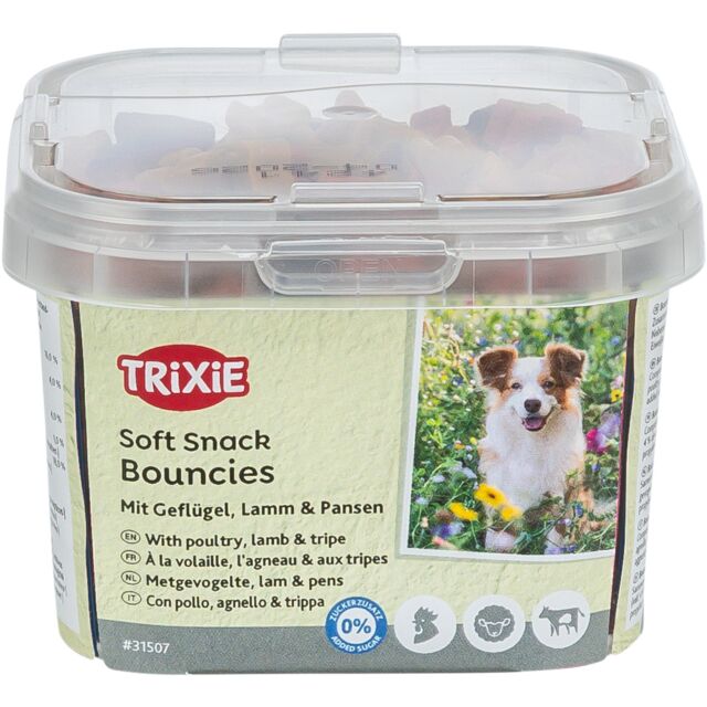 Trixie Skanėstai šunims Soft Snack Bouncies su vištiena, ėriena,žarnokais 140 g