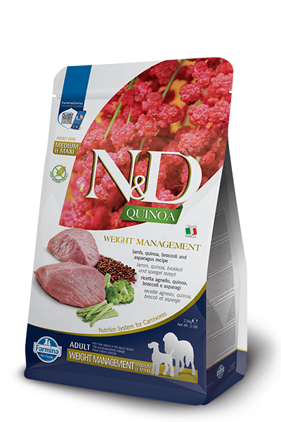 FARMINA N&D QUINOA - DOG Dry WEIGHT MANAGEMENT Lamb&Broccoli ADULT MED&MAX 2,5 kg