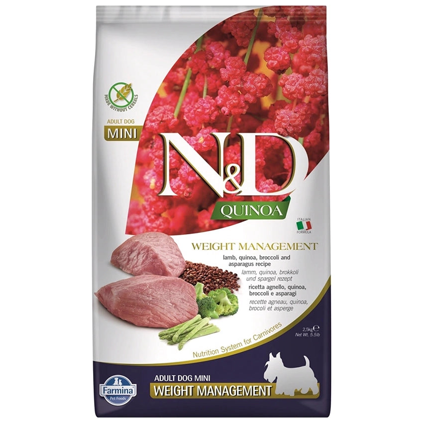 FARMINA N&D QUINOA - DOG Dry WEIGHT MANAGEMENT Lamb&Broccoli ADULT MINI 800 g