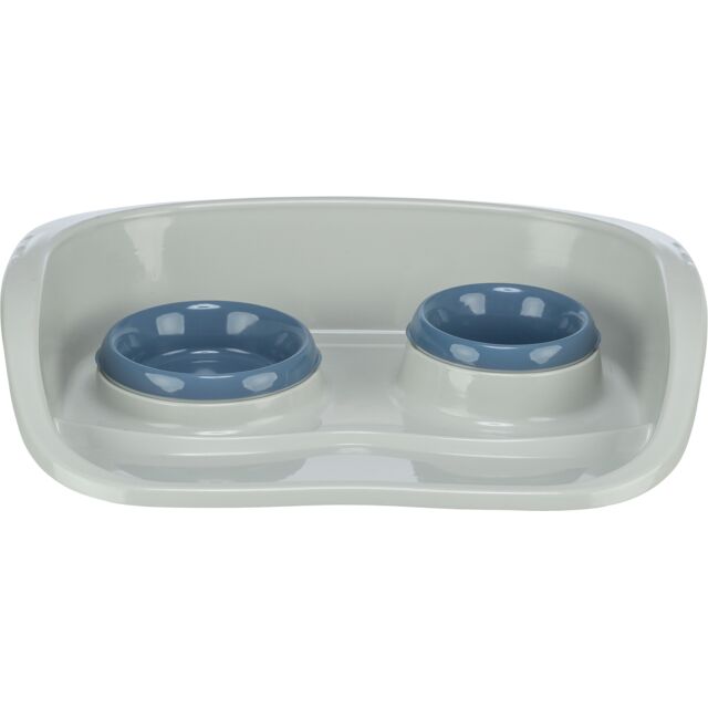 Trixie Dubenėlių kompl. su padėklu, plastikas, 0.25 l/9cm, 0.3 l/11cm 46x11x30cm pilka/įv.