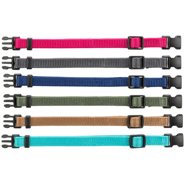 Trixie Junior Antkaklių kompl., S–M 17–25 cm/10 mm, 6 vnt. fuksija, grafito, ind (pak.4)