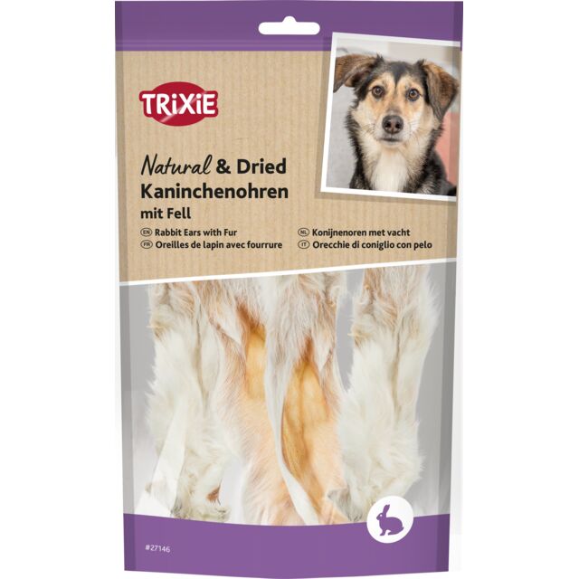Trixie Triušių ausys su kailiu 500g