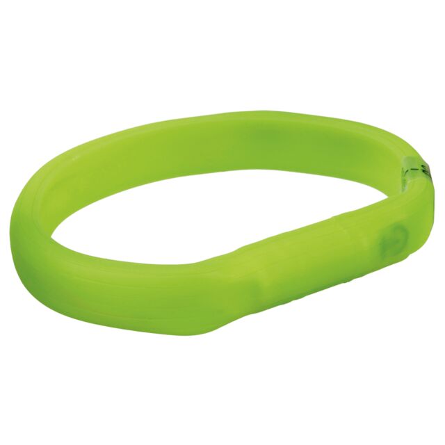 Trixie LED antkaklis USB, platus, silikonas, M-L: 50 cm/18 mm, žalias