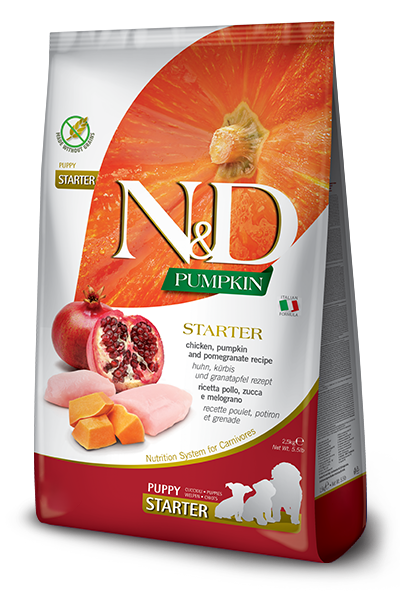 F38890 FARMINA N&D PUMPKIN - DOG Dry Chicken&Pomegranate STARTER PUPPY ALL BR 2,5 kg (pak.4)