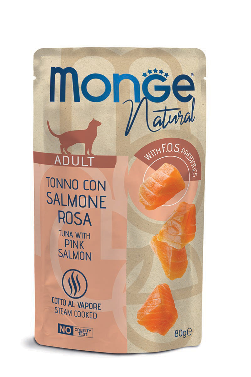 Monge Natural kons. pašaras suaugusioms katėms tunas, lašiša želėje 80g